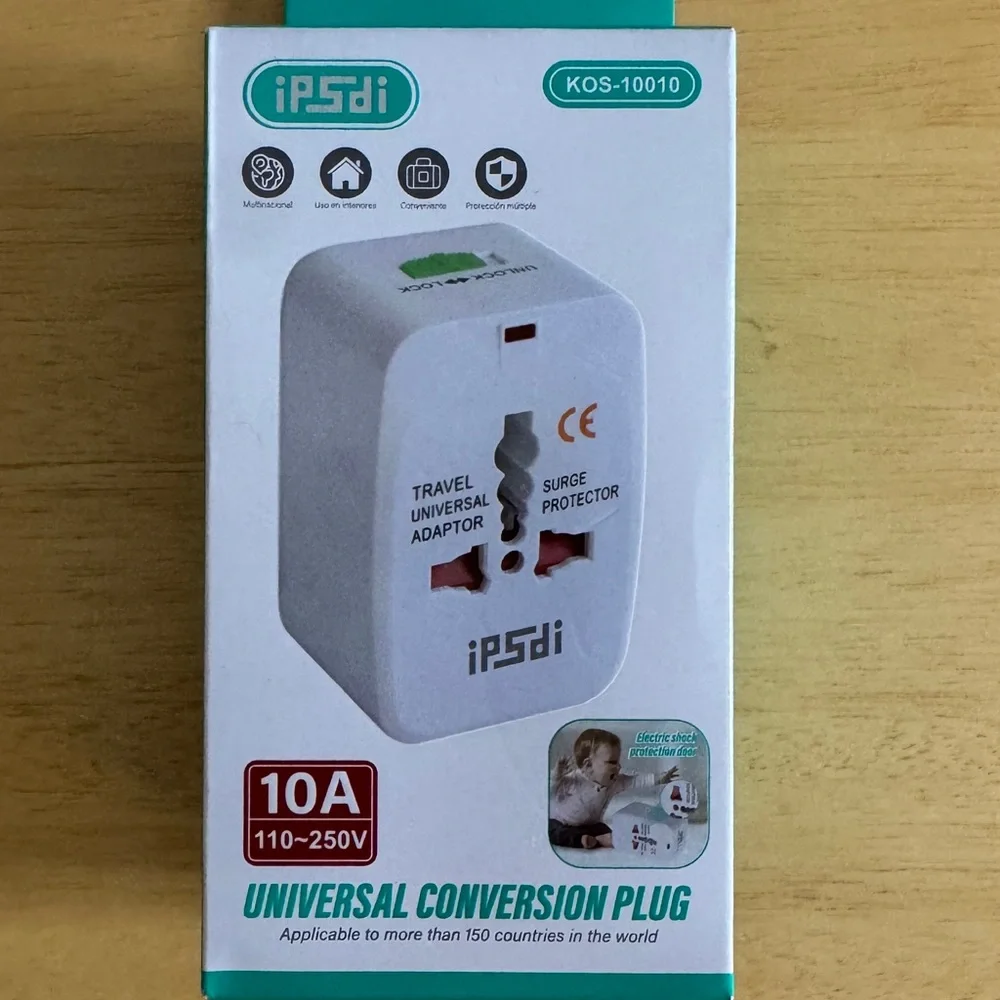 PSD White Universal Travel Conversion Plug Adapter - 10A 110-250V